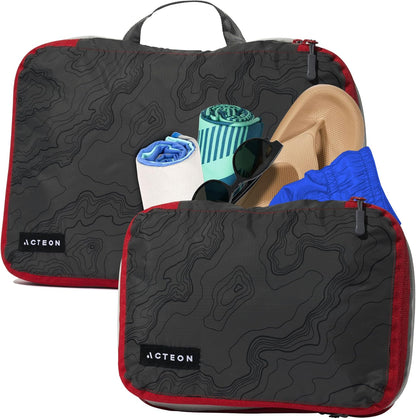 Compression Packing Cubes - 2 Pack Clean Dirty Separate Zipper - Lightweight Travel Packing Cubes for Luggage - Suitcase Organizer Travel Cubes - Large Small Laundry for Clothes Shoes Makeup