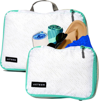 Compression Packing Cubes - 2 Pack Clean Dirty Separate Zipper - Lightweight Travel Packing Cubes for Luggage - Suitcase Organizer Travel Cubes - Large Small Laundry for Clothes Shoes Makeup