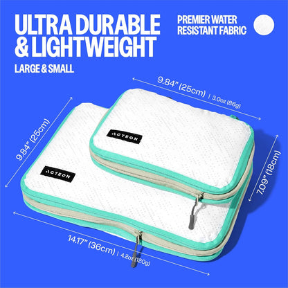 Compression Packing Cubes - 2 Pack Clean Dirty Separate Zipper - Lightweight Travel Packing Cubes for Luggage - Suitcase Organizer Travel Cubes - Large Small Laundry for Clothes Shoes Makeup