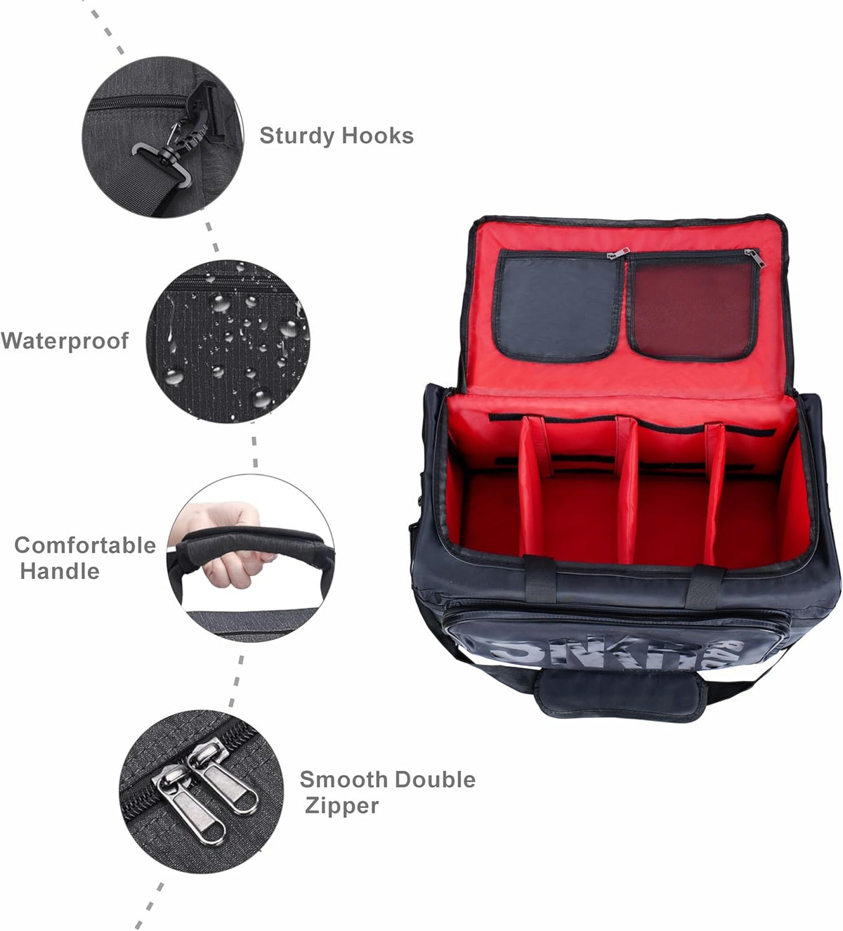 Shoe Bags for Travel Sneaker Travel Bag Shoes Duffel Bags Waterproof Gym Sports Luggage Sneakerhead Bag for Men with 3 Adjustable Dividers fit 4 Pairs Heavy Duty Travel Accessories (red)