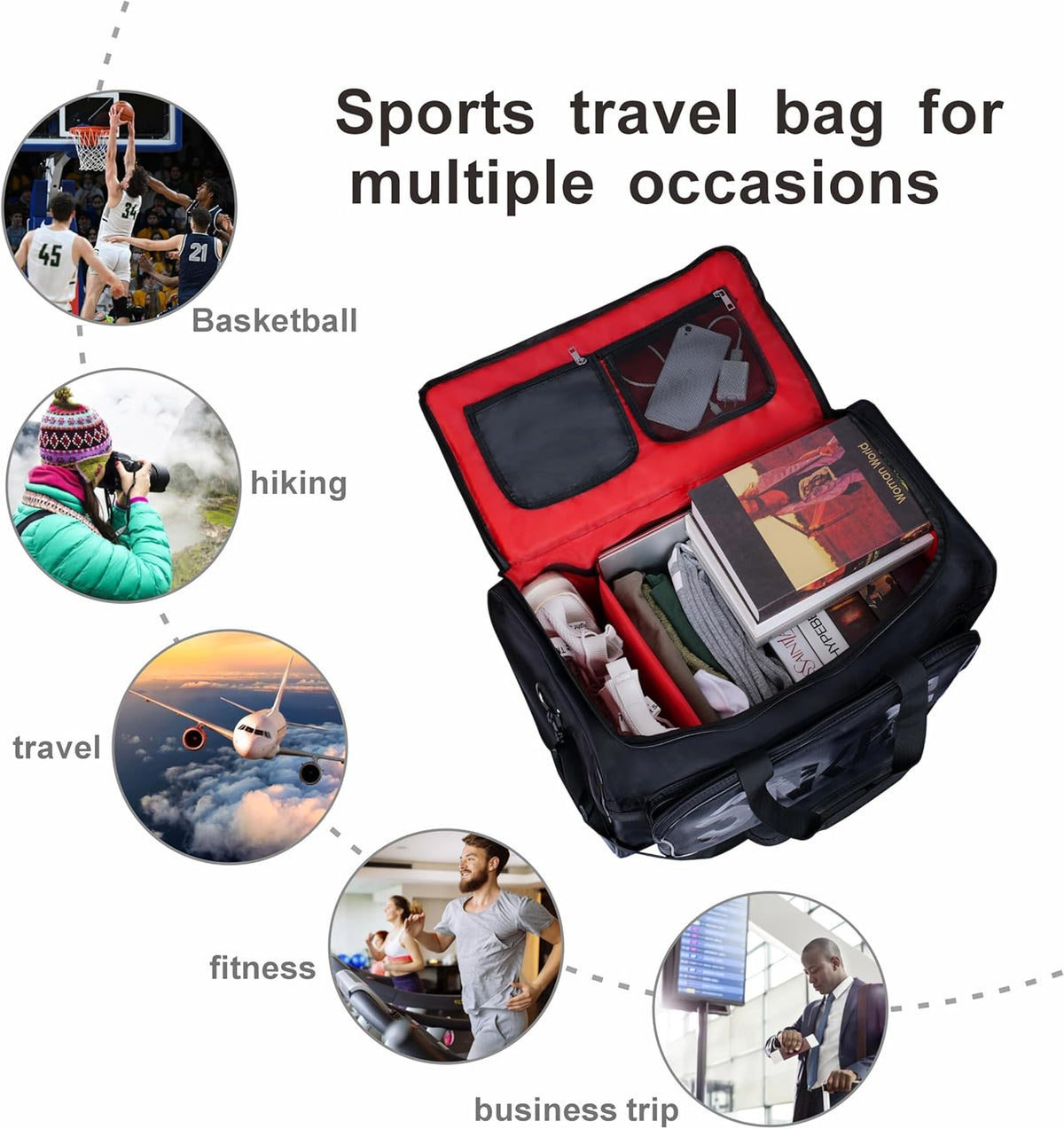 Shoe Bags for Travel Sneaker Travel Bag Shoes Duffel Bags Waterproof Gym Sports Luggage Sneakerhead Bag for Men with 3 Adjustable Dividers fit 4 Pairs Heavy Duty Travel Accessories (red)