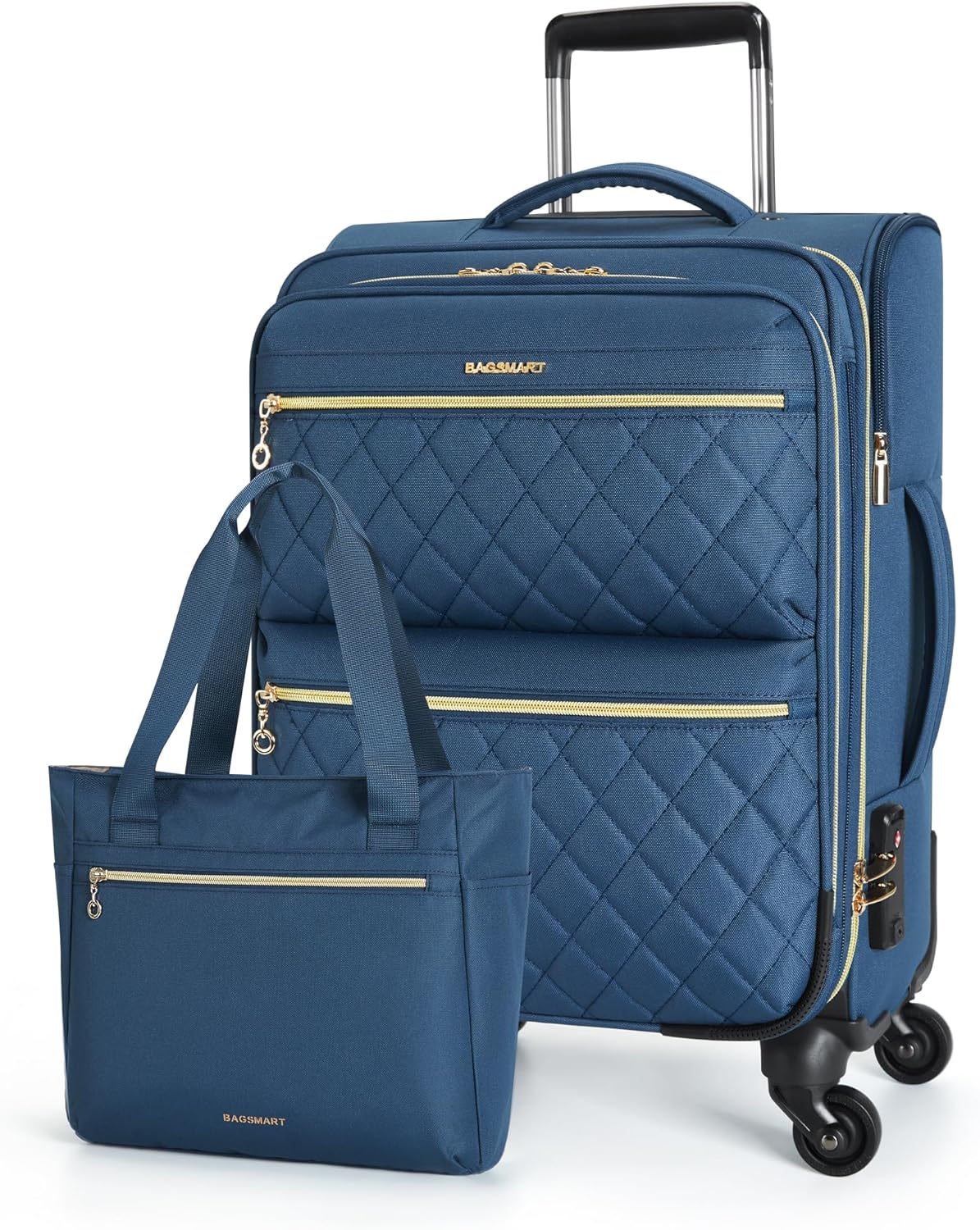 Softside Expandable Luggage Airline Approved with Spinner Wheels, 20 Inch Carry On Luggage 22x14x9 with TSA Lock, Quilted Rolling Suitcases for Women, Purple