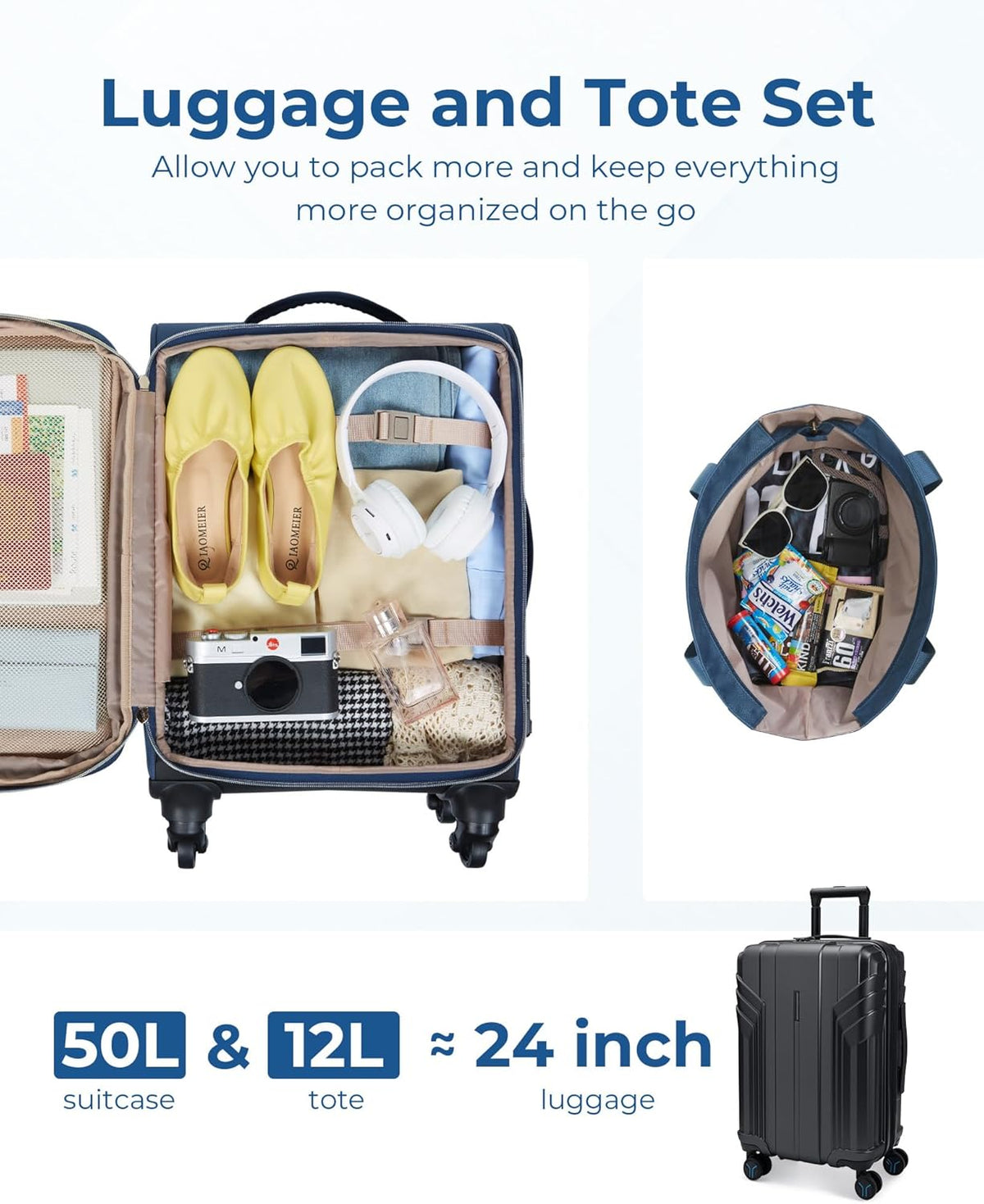Softside Expandable Luggage Airline Approved with Spinner Wheels, 20 Inch Carry On Luggage 22x14x9 with TSA Lock, Quilted Rolling Suitcases for Women, Purple