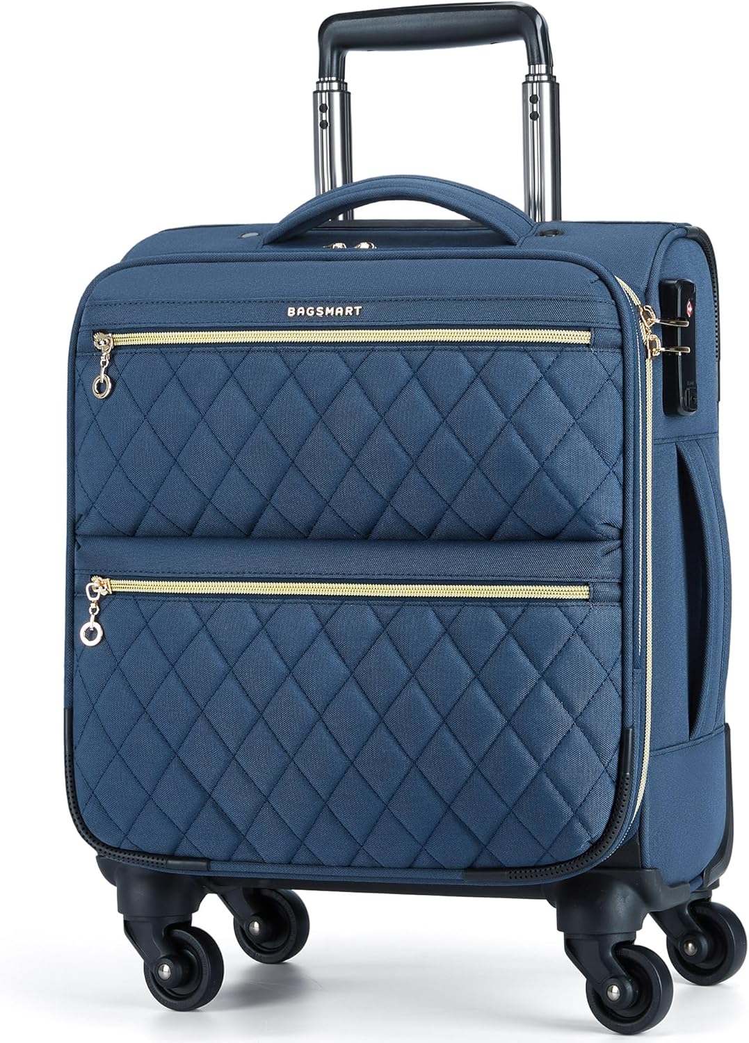 Softside Expandable Luggage Airline Approved with Spinner Wheels, 20 Inch Carry On Luggage 22x14x9 with TSA Lock, Quilted Rolling Suitcases for Women, Purple