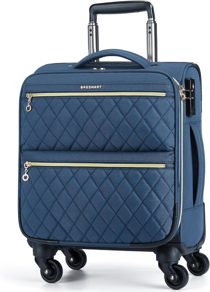 Softside Expandable Luggage Airline Approved with Spinner Wheels, 20 Inch Carry On Luggage 22x14x9 with TSA Lock, Quilted Rolling Suitcases for Women, Purple