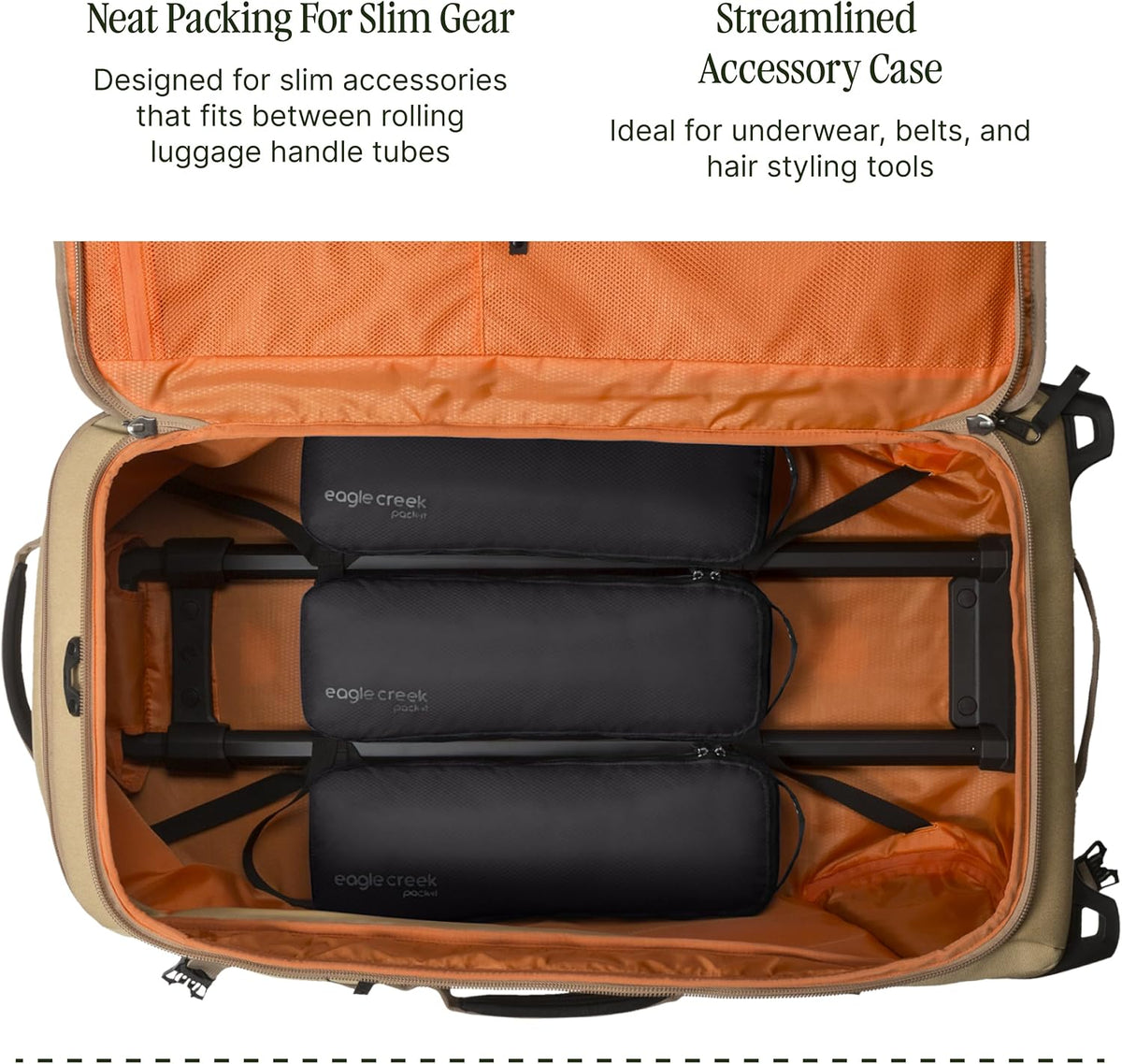 Pack-It Isolate Slim Cube M/M/M Set - Minimalist Compact Travel Organizer for Hair Styling Tools, Belts & Small Items - Travel Accessories - Black