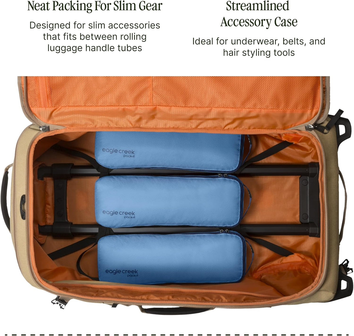 Pack-It Isolate Slim Cube M/M/M Set - Minimalist Compact Travel Organizer for Hair Styling Tools, Belts & Small Items - Travel Accessories - Black