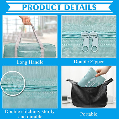 Travel Bag 2PCS Foldable Duffle Tote Weekender Overnight Luggage Bag | 2PCS Travel Bag Carry on Nylon Lightweight Foldable Duffle Tote for Sports Gym Weekender Overnight (With 2 Waterproof Pouch)