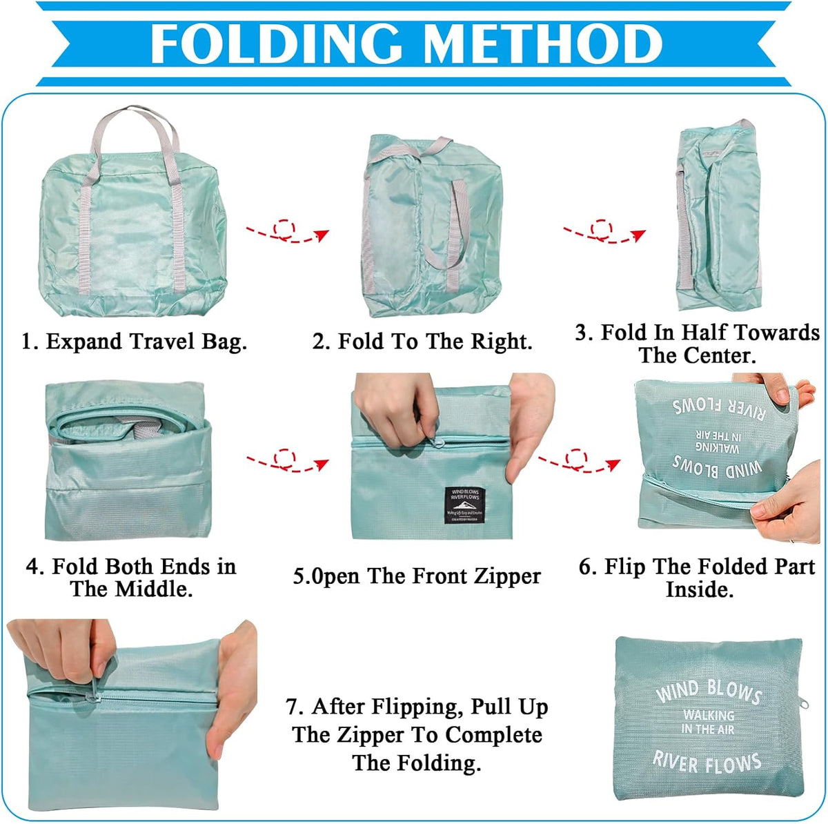 Travel Bag 2PCS Foldable Duffle Tote Weekender Overnight Luggage Bag | 2PCS Travel Bag Carry on Nylon Lightweight Foldable Duffle Tote for Sports Gym Weekender Overnight (With 2 Waterproof Pouch)