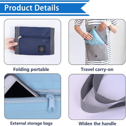 Travel Bag 2PCS Foldable Duffle Tote Weekender Overnight Luggage Bag | 2PCS Travel Bag Carry on Nylon Lightweight Foldable Duffle Tote for Sports Gym Weekender Overnight (With 2 Waterproof Pouch)