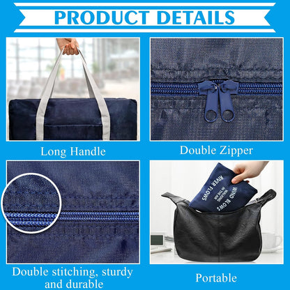 Travel Bag 2PCS Foldable Duffle Tote Weekender Overnight Luggage Bag | 2PCS Travel Bag Carry on Nylon Lightweight Foldable Duffle Tote for Sports Gym Weekender Overnight (With 2 Waterproof Pouch)