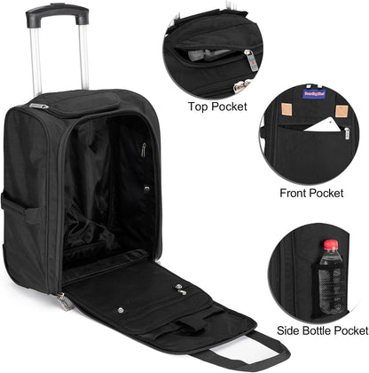 17x13x8 Inches JetBlue Airlines Rolling Personal Item Underseat Travel Bag - Suitable for Major Airlines including Spirit, Jetblue, Frontier, and American - Duffel Bag Design (Black)