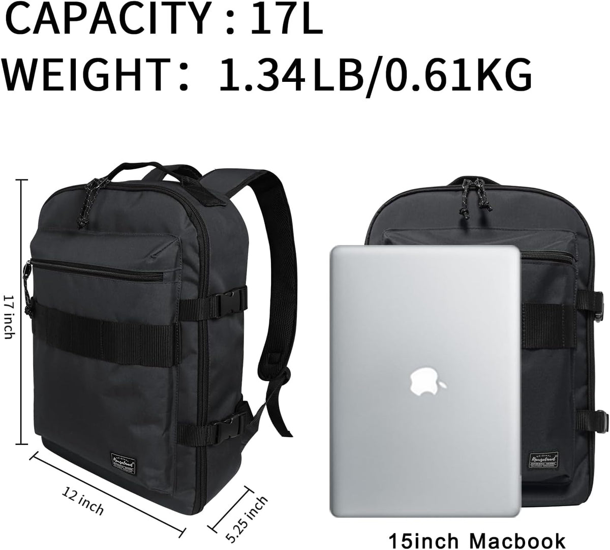 Small Carry-on Personal Item Backpack with luggage strap, Laptop Backpack for Men and Women, Business Travel Gym Sport, Pewter