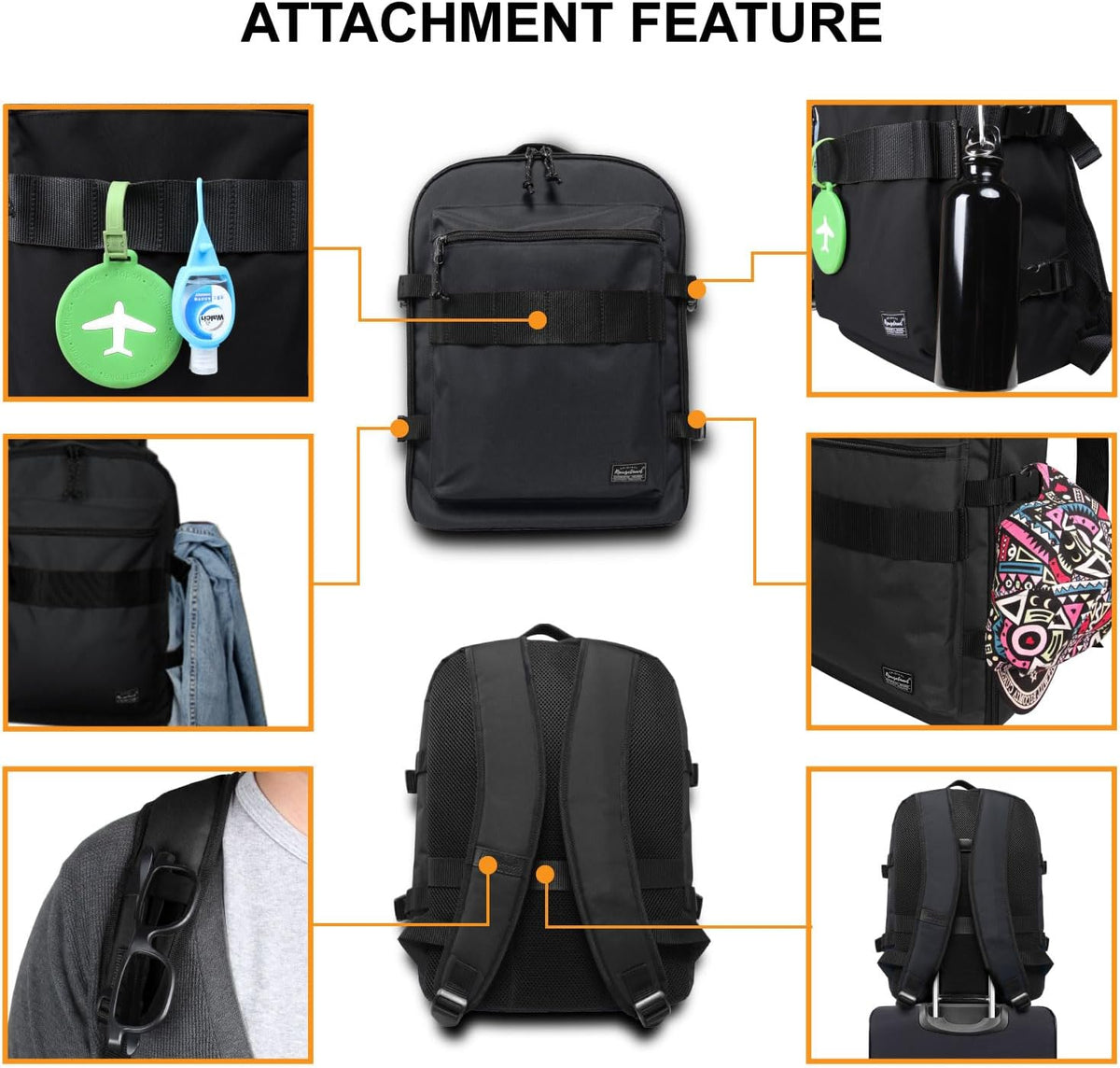 Small Carry-on Personal Item Backpack with luggage strap, Laptop Backpack for Men and Women, Business Travel Gym Sport, Pewter