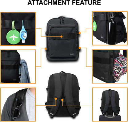 Small Carry-on Personal Item Backpack with luggage strap, Laptop Backpack for Men and Women, Business Travel Gym Sport, Pewter