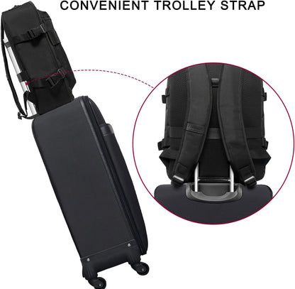 Small Carry-on Personal Item Backpack with luggage strap, Laptop Backpack for Men and Women, Business Travel Gym Sport, Pewter