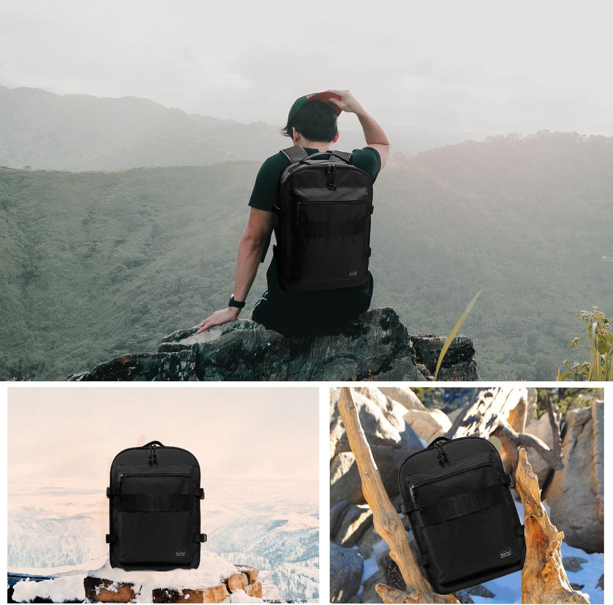 Small Carry-on Personal Item Backpack with luggage strap, Laptop Backpack for Men and Women, Business Travel Gym Sport, Pewter