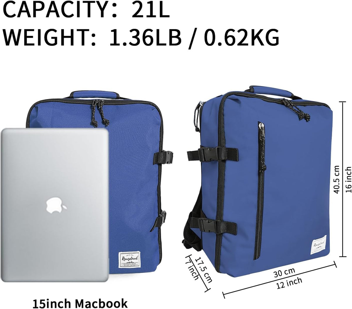 Small Carry-on Personal Item Backpack with luggage strap, Laptop Backpack for Men and Women, Business Travel Gym Sport, Pewter