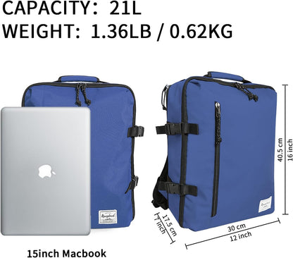 Small Carry-on Personal Item Backpack with luggage strap, Laptop Backpack for Men and Women, Business Travel Gym Sport, Pewter