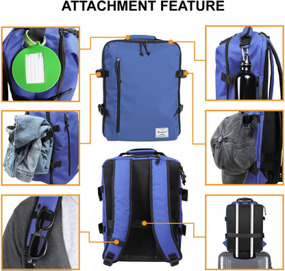 Small Carry-on Personal Item Backpack with luggage strap, Laptop Backpack for Men and Women, Business Travel Gym Sport, Pewter