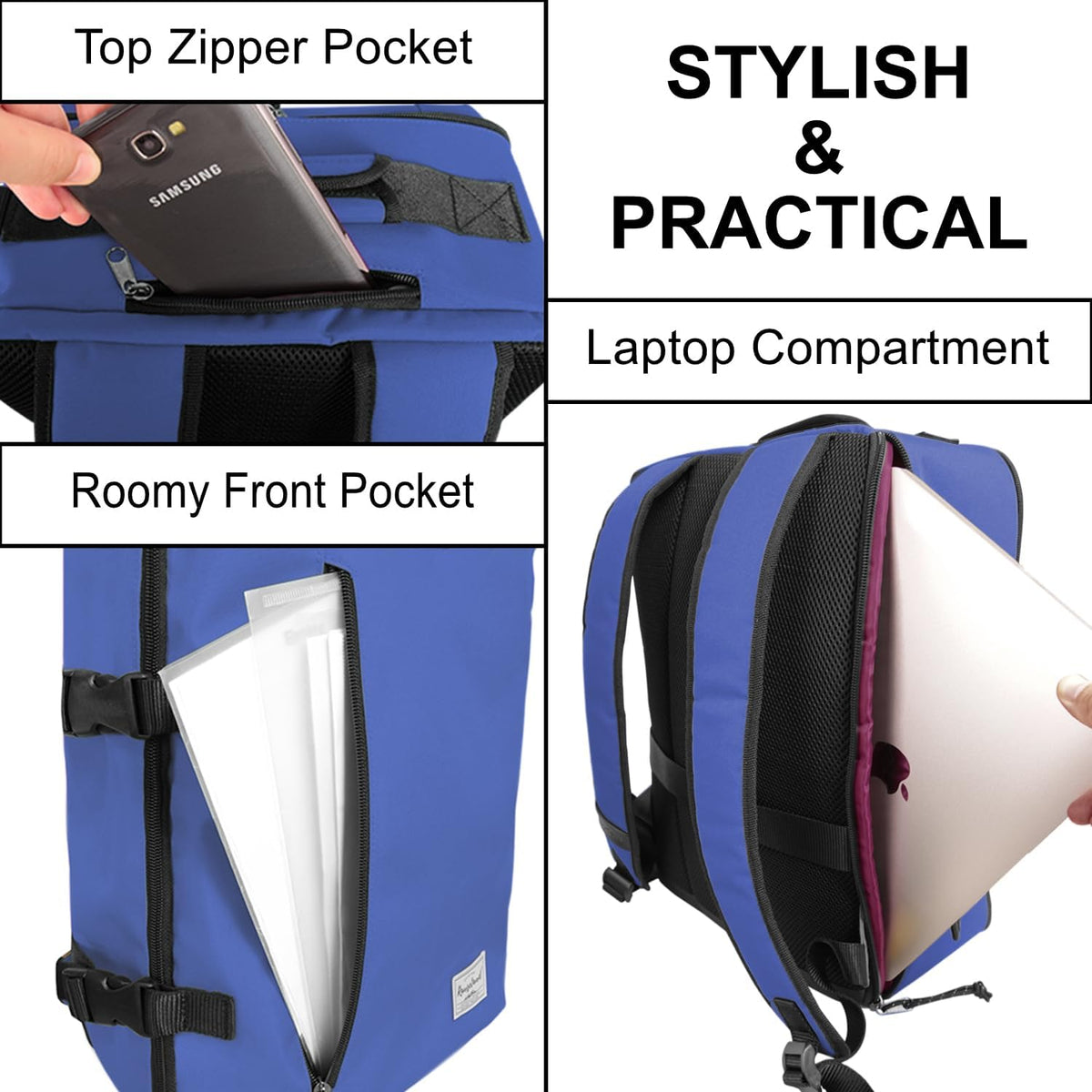 Small Carry-on Personal Item Backpack with luggage strap, Laptop Backpack for Men and Women, Business Travel Gym Sport, Pewter
