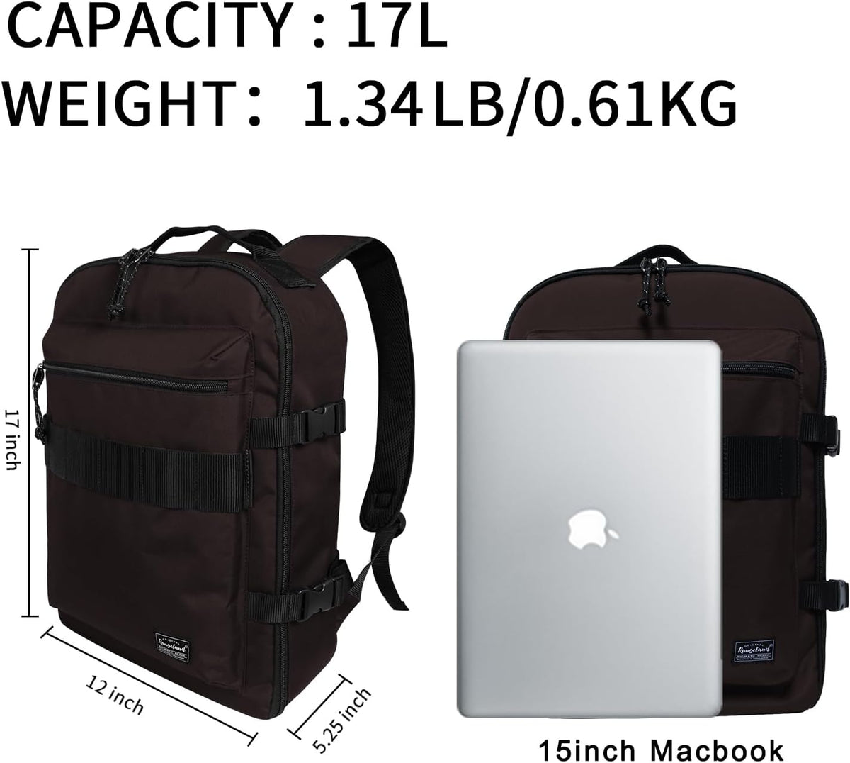 Small Carry-on Personal Item Backpack with luggage strap, Laptop Backpack for Men and Women, Business Travel Gym Sport, Pewter