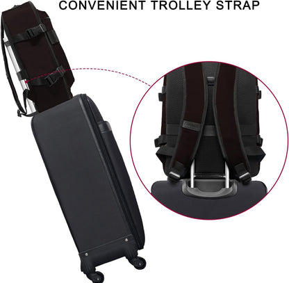 Small Carry-on Personal Item Backpack with luggage strap, Laptop Backpack for Men and Women, Business Travel Gym Sport, Pewter