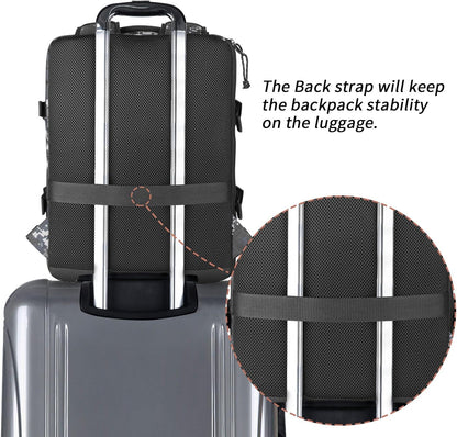 Small Carry-on Personal Item Backpack with luggage strap, Laptop Backpack for Men and Women, Business Travel Gym Sport, Pewter