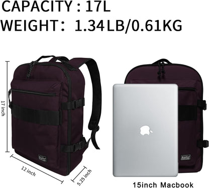 Small Carry-on Personal Item Backpack with luggage strap, Laptop Backpack for Men and Women, Business Travel Gym Sport, Pewter