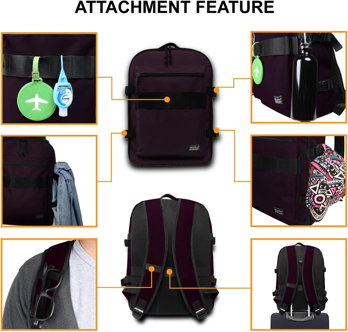 Small Carry-on Personal Item Backpack with luggage strap, Laptop Backpack for Men and Women, Business Travel Gym Sport, Pewter