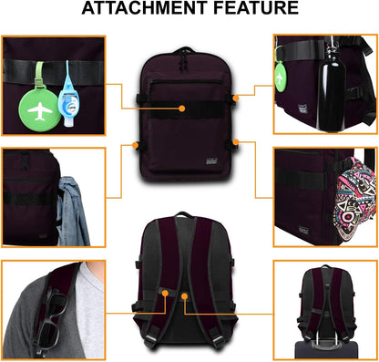 Small Carry-on Personal Item Backpack with luggage strap, Laptop Backpack for Men and Women, Business Travel Gym Sport, Pewter