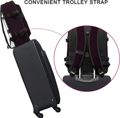 Small Carry-on Personal Item Backpack with luggage strap, Laptop Backpack for Men and Women, Business Travel Gym Sport, Pewter