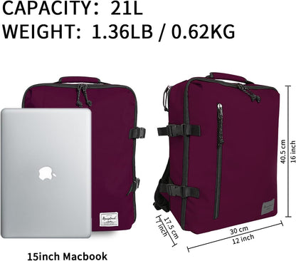 Small Carry-on Personal Item Backpack with luggage strap, Laptop Backpack for Men and Women, Business Travel Gym Sport, Pewter