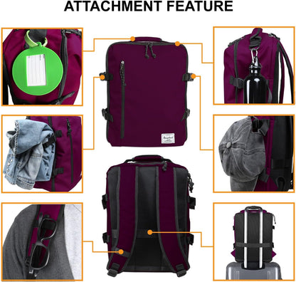 Small Carry-on Personal Item Backpack with luggage strap, Laptop Backpack for Men and Women, Business Travel Gym Sport, Pewter