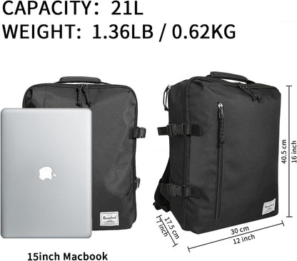 Small Carry-on Personal Item Backpack with luggage strap, Laptop Backpack for Men and Women, Business Travel Gym Sport, Pewter