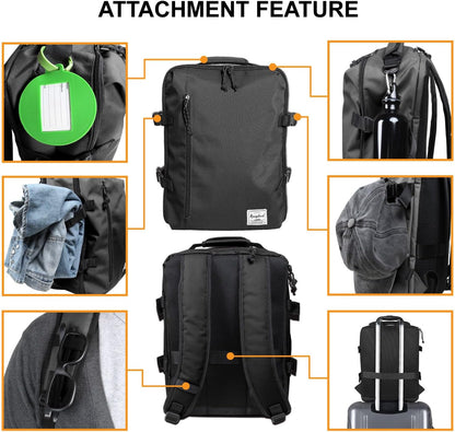 Small Carry-on Personal Item Backpack with luggage strap, Laptop Backpack for Men and Women, Business Travel Gym Sport, Pewter