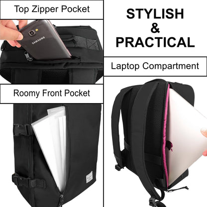 Small Carry-on Personal Item Backpack with luggage strap, Laptop Backpack for Men and Women, Business Travel Gym Sport, Pewter
