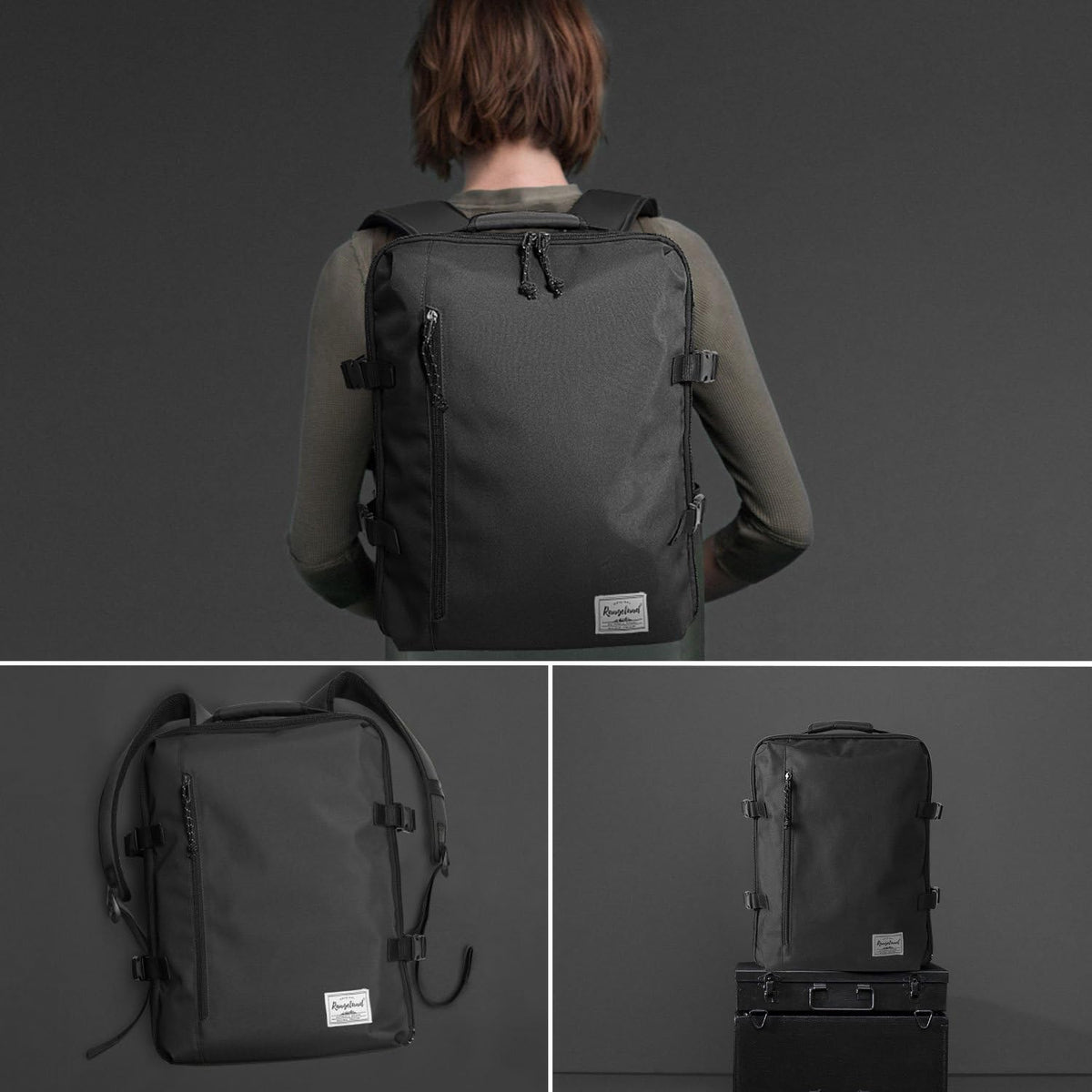 Small Carry-on Personal Item Backpack with luggage strap, Laptop Backpack for Men and Women, Business Travel Gym Sport, Pewter