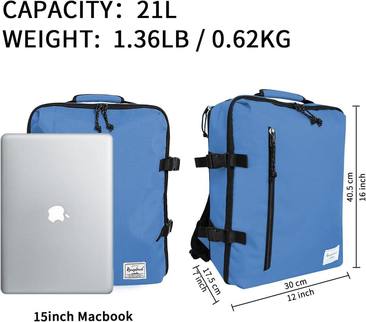 Small Carry-on Personal Item Backpack with luggage strap, Laptop Backpack for Men and Women, Business Travel Gym Sport, Pewter