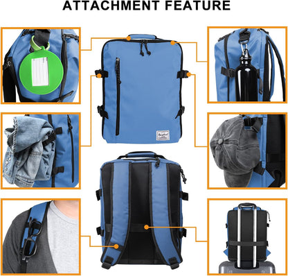 Small Carry-on Personal Item Backpack with luggage strap, Laptop Backpack for Men and Women, Business Travel Gym Sport, Pewter