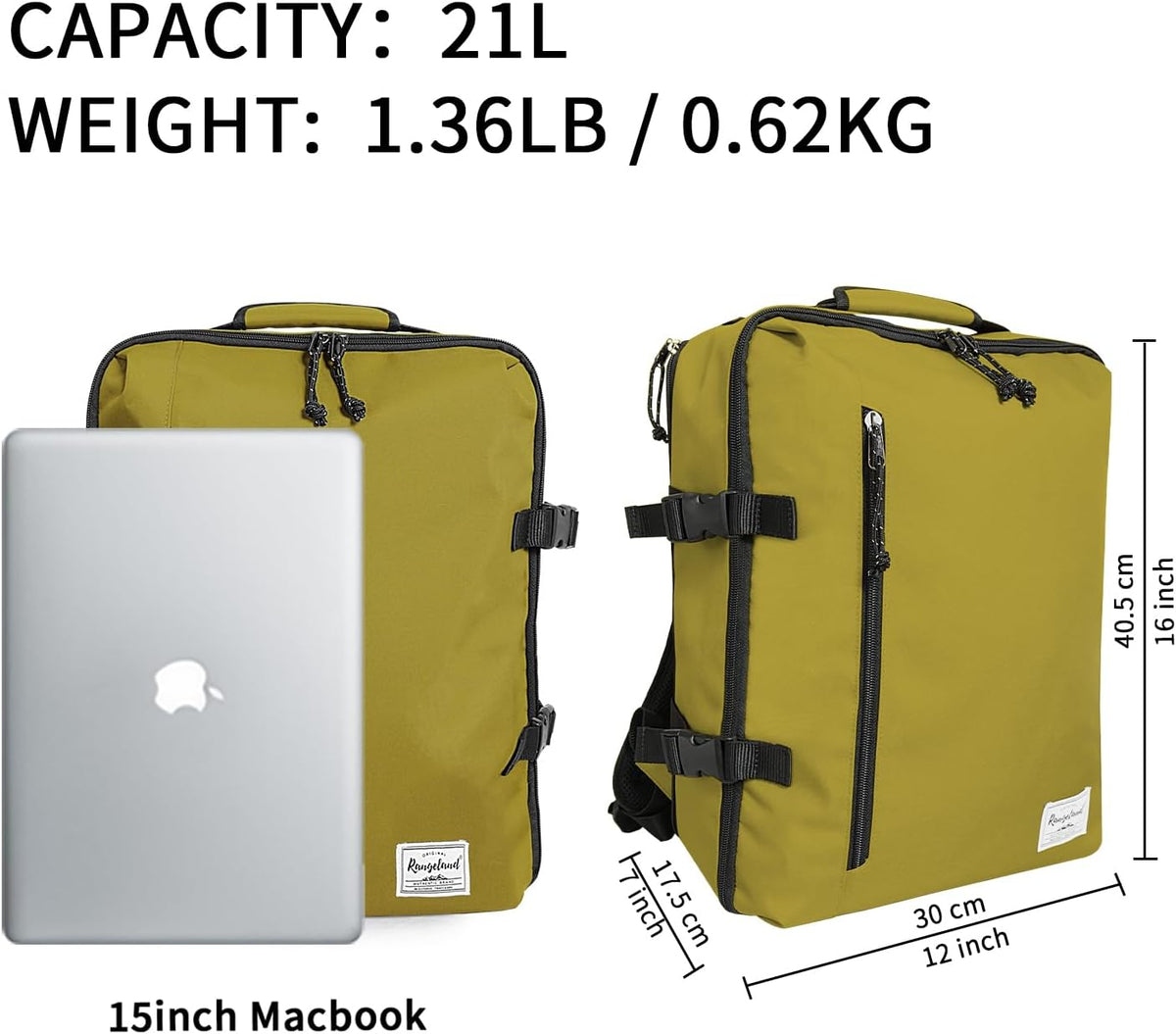 Small Carry-on Personal Item Backpack with luggage strap, Laptop Backpack for Men and Women, Business Travel Gym Sport, Pewter