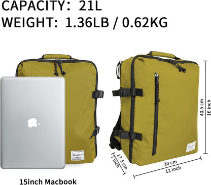 Small Carry-on Personal Item Backpack with luggage strap, Laptop Backpack for Men and Women, Business Travel Gym Sport, Pewter
