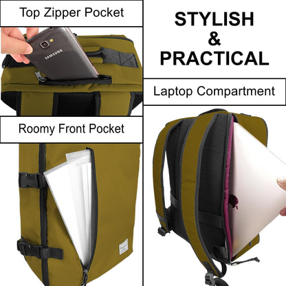 Small Carry-on Personal Item Backpack with luggage strap, Laptop Backpack for Men and Women, Business Travel Gym Sport, Pewter