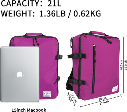 Small Carry-on Personal Item Backpack with luggage strap, Laptop Backpack for Men and Women, Business Travel Gym Sport, Pewter
