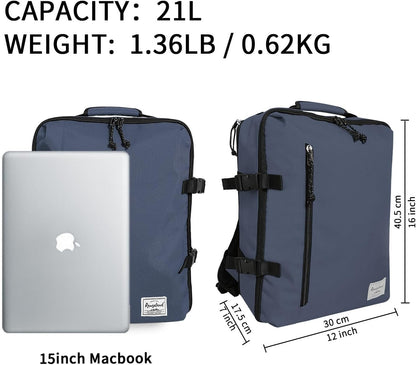 Small Carry-on Personal Item Backpack with luggage strap, Laptop Backpack for Men and Women, Business Travel Gym Sport, Pewter