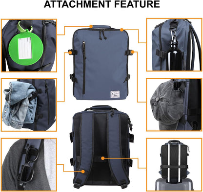 Small Carry-on Personal Item Backpack with luggage strap, Laptop Backpack for Men and Women, Business Travel Gym Sport, Pewter