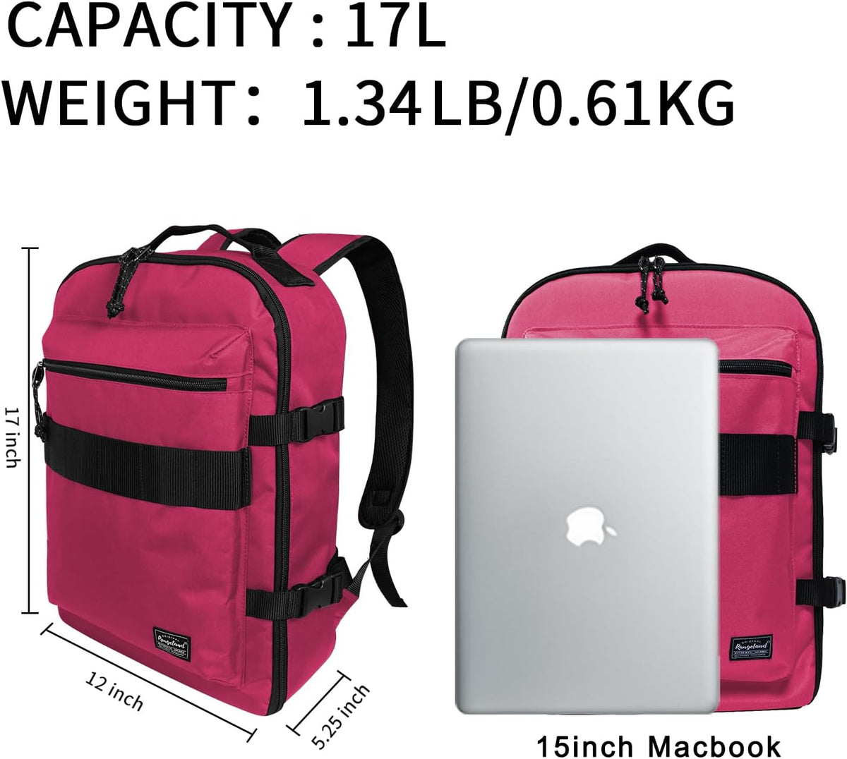 Small Carry-on Personal Item Backpack with luggage strap, Laptop Backpack for Men and Women, Business Travel Gym Sport, Pewter