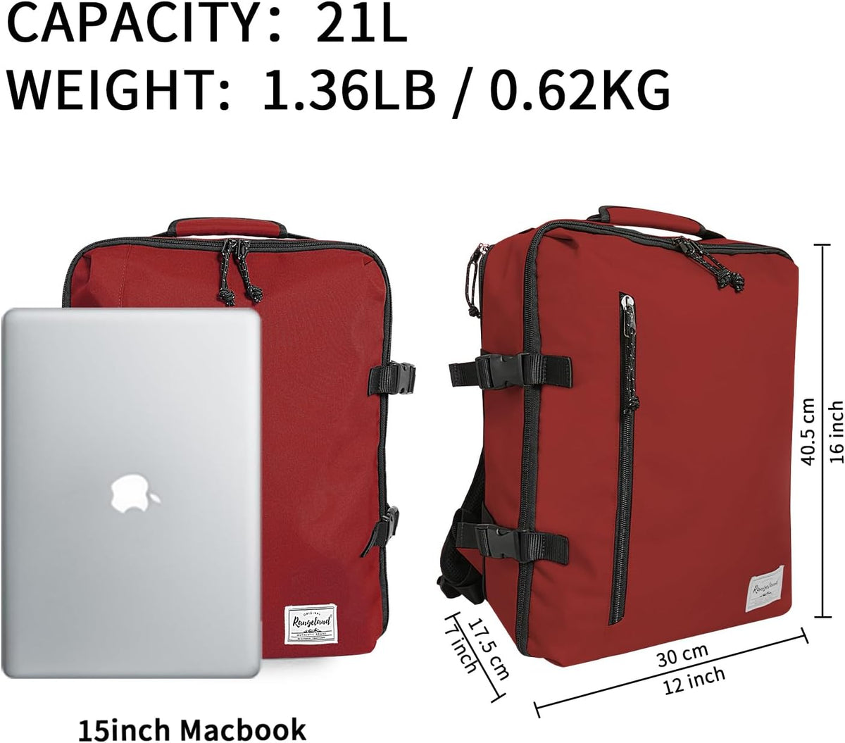 Small Carry-on Personal Item Backpack with luggage strap, Laptop Backpack for Men and Women, Business Travel Gym Sport, Pewter