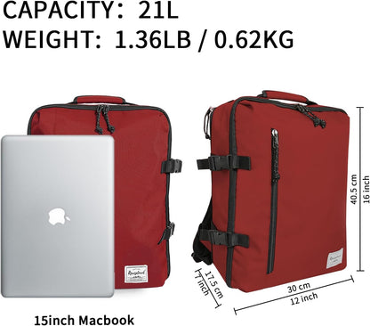 Small Carry-on Personal Item Backpack with luggage strap, Laptop Backpack for Men and Women, Business Travel Gym Sport, Pewter