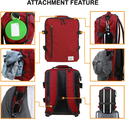 Small Carry-on Personal Item Backpack with luggage strap, Laptop Backpack for Men and Women, Business Travel Gym Sport, Pewter